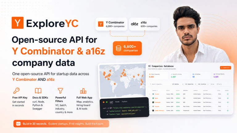 ExploreYC: An Open-Source API for Exploring YC and a16z Startup Data