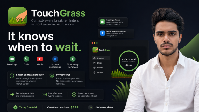 TouchGrass: A Context-Aware Break Reminder for macOS
