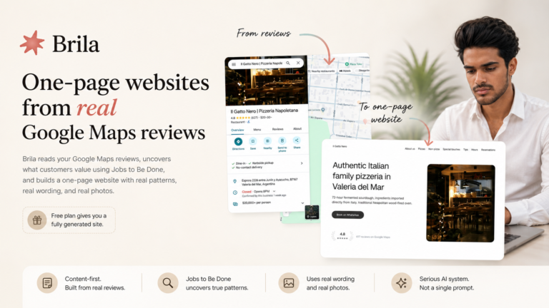 Brila: Turning Real Google Maps Reviews Into One-Page Business Websites